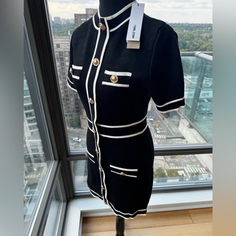 🆕KARL LAGERFELD🧿 NWT Classic Knit Dress with Embroidered Monogram, Black, Sz S - Picture 14 of 16